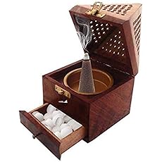 Wooden Decorative Loban Daan/Incense Sticks Holder for Mandir & Pooja Room/Wooden Pyramid Shape Box for Home Fragrance Stand Holder, Agarbatti & Dhoop Daan