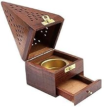 Urban Art Store 3-Inch Wooden Pyramid Incense Holder - Handmade Box for Stick & Cone Incense, Ash Catcher & Fragrance Stand - Ideal for Meditation, Yoga, and Relaxation