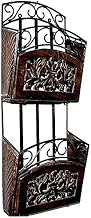 Store Wall Hanging Floating Letter Newspaper Magazine Rack Stand for Home Decoration Pair of Wood & Wrought Iron Wall Bracket in Brown