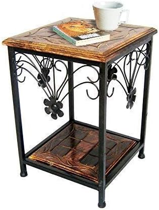 End Table/Cup Stool/Wooden Coffee Table/Wood End Table/Corner Table with Drawer Wooden & Wrought Iron