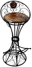 Store Rustic Handcrafted Wrought Iron Bar Chair with Footrest - Industrial Style Seating for Home Bars and Kitchens (30 Inches Height)