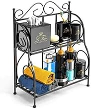 Store 2-Tier Foldable Wrought Spice Shelf Rack Kitchen Bathroom Counter top Storage Organizer (Black)
