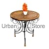 Wood & Wrought Iron Patio Furniture Set Garden & Outdoor/Indoor Furniture (Set of 3) - Brown & Black