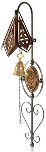Wooden Iron Doorbell Wall Hanging with Brass Bell Home Decor