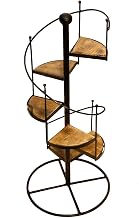 Store Wooden & Iron Spiral Staircase Style Candlestick Dessert Plant Stand Iron Zenna Showpiece Stand for Living Room Indoor Outdoor Stand