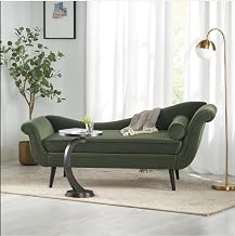 Designer 2-Seater Settee Diwan Couch Chaise Lounge for Home Chesterfield Lounger Sofa for Living Room Office (Green)