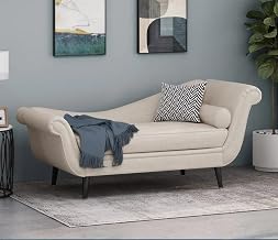 Wood Designer 2-Seater Settee Diwan Couch Chaise Lounge For Home Chesterfield Lounger Sofa For Living Room Office (White)