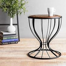 Store Contemporary Mango Wood Polished Contemporary End Table (13x13x15 inches, L x W x H, Brown, Black)