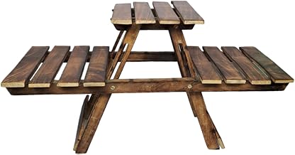 Store 3-Tier Wooden Desk Plant Stand - Multifunctional Flower Shelf for Home, Office, and Garden (Brown, Size- 23 inch x 9 inch x 11.5 inch)