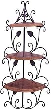Store Wood and Metal 3-Tier Wall Mounted Corner/Wall V Shelf for Home Decor/Kitchen/Living Room Wall Decor (Brown and Black)