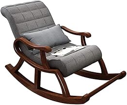 Store Wooden Rocking Chair Ergonomic Chair Relaxing Armchair Swing Chair Standard Cushion Rocking Chair for Living Room Home Office with Foot Stool (Grey, LxWxH- 89x125x67)