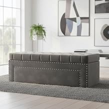 3 Seater Ottoman Sofa Couch Storage Sethee Tufted Storage Bench Multipurpose Settee for Living Room, Guest Room, Office (Grey)