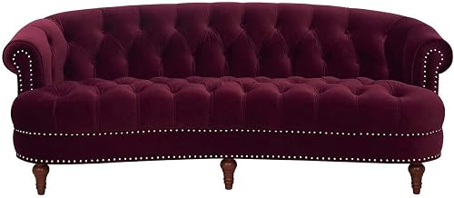 Classic Wooden 3-Seater Chesterfield Sofa with Rolled Armrests for Elegant Living Rooms(Size-70D x 190W x 80H, Color-Pink)