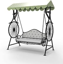 Iron 2 Seater Outdoor Swing Jhula for Adult Comfortable Cushion Seat with Canopy Roof Swing Jhula Hammock for Home & Garden Porch Balcony 2 Seater Weight Capacity 300Kgs+