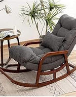 Store Wooden Rocking Chair Ergonomic Chair Relaxing Chair Armchair Swing Chair Standard Cushioned Rocking Chair (Orange, LxWxH- 89x125x67)