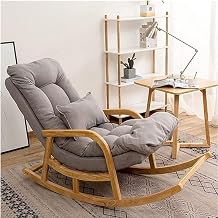 Store Teal Wood Rocking Chair Ergonomic Relaxing Chair Armchair Swing Chair Standard Cushioned Rocking Chair(Light Grey, LxWxH- 89x125x67)