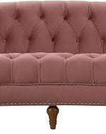 Classic Wooden 3-Seater Chesterfield Sofa with Rolled Armrests for Elegant Living Rooms(Size-70D x 190W x 80H, Color-Pink)