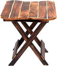 Urban Art Store Wooden Folding Coffee Table End Table Stool for Living Room || Side Table Stool in Living Room || 12 Inches || Brown (Square)