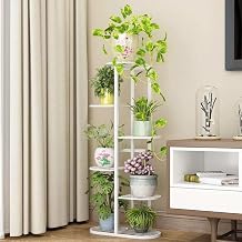 Urban Art Multi-Tiered Metal Flower Pot Stand – 7 Tier Plant Stand for Indoor & Outdoor | Wrought Iron Planter Holder Rack for Balcony, Patio, Living Room (Gold)