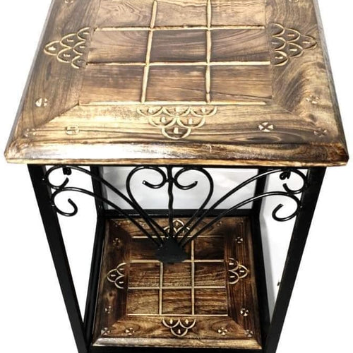 Wood and Iron Coffee Table/End Table/Side Table with Storage Shelf for Living Room and Bed Room