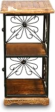 Store Floor Standing Multipurpose Wood And Wrought Iron Utility Storage Shelf Rack with 2 Shelves Organizer (Brown, Black)