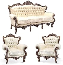 Store 5 Seater Wood Carving Sofa Set of 3+1+1 | Antique Carving Handcrafted Wooden Sofa Set for Living Room