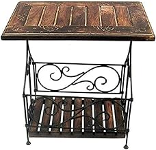 Store Wooden and Iron Foldable Magazine Holder/Rack and Shelf/Wood Newspaper Magazine Holder Storage Stool for Living Room