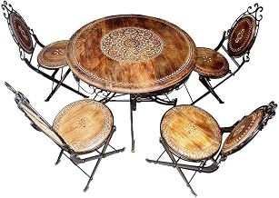 Urban Art Art Storew Wood & Iron Dining Set – Solid Wooden Dining Table with 4 Chairs | Industrial Style Dining Room Furniture | Modern Rustic Dining Table Set for Kitchen, Living Room, Café, Restaurant