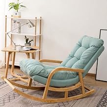 Store Modern Teak Wood Ergonomic Wooden Rocking Chair for Living Room, Office Bedroom (Sky Blue)