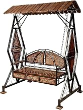 Store Iron 2 Seater Swing Jhula for Adult Indoor Metal Swing for Adult for Home & Garden Porch Balcony Weight Capacity 300Kgs+, 194 Cm, Brown
