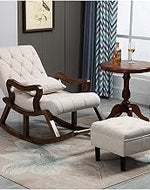 Store Wooden Ergonomic Rocking Chair Relaxing Chair Armchair Swing Chair Cushioned Rocking Chair with Foot Stool (Green, LxWxH- 89x125x67)