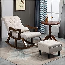 Store Wooden Ergonomic Rocking Chair Relaxing Chair Armchair Swing Chair Cushioned Rocking Chair with Foot Stool (Green, LxWxH- 89x125x67)