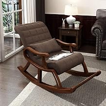 Store Wooden Rocking Chair Ergonomic Relaxing Chair Armchair Chair Standard Swing Chair (Brown, LxWxH- 89x125x67)