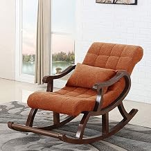 Store Wooden Rocking Chair Ergonomic Chair Relaxing Chair Armchair Swing Chair Standard Cushioned Rocking Chair (Orange, LxWxH- 89x125x67)