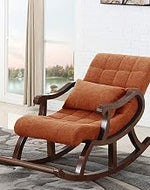 Store Wooden Rocking Chair Ergonomic Chair Relaxing Chair Armchair Swing Chair Standard Cushioned Rocking Chair (Orange, LxWxH- 89x125x67)
