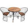 Wood & Wrought Iron Patio Furniture Set Garden & Outdoor/Indoor Furniture (Set of 3) - Brown & Black