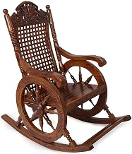 Store Sheesham Wood Ergonomic Rocking Chair for Small Spaces, Comfortable Wooden Armchair Swing Chair for Adult Living Room Balcony for Home Office(Brown)