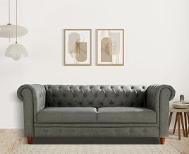 Store Modern 3-Seater Sofa with Linen Upholstery, Adjustable Armrests, and Sturdy Wood Frame - Perfect for Living Room, Apartment, or Office