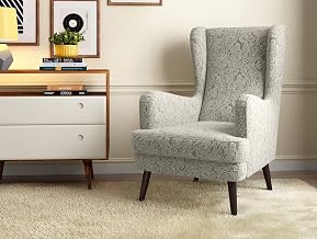 Velvet Tufted Wing Back Accent Chair, Cushioned Lounge Chair, Single Seater Sofa | Luxury Rest Chair with Armrest | Classic Elegant Design | Grey