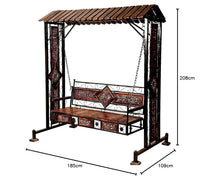 UA URBAN ART 3 Seater Solid Wood & Iron Swing Jhula | Outdoor Hammock Chair for Garden, Balcony & Patio