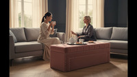 UA URBAN ART 3 Seater Wooden Ottoman Sofa with Storage – Tufted Multipurpose Bench for Living Room, Bedroom & Office (Pink)